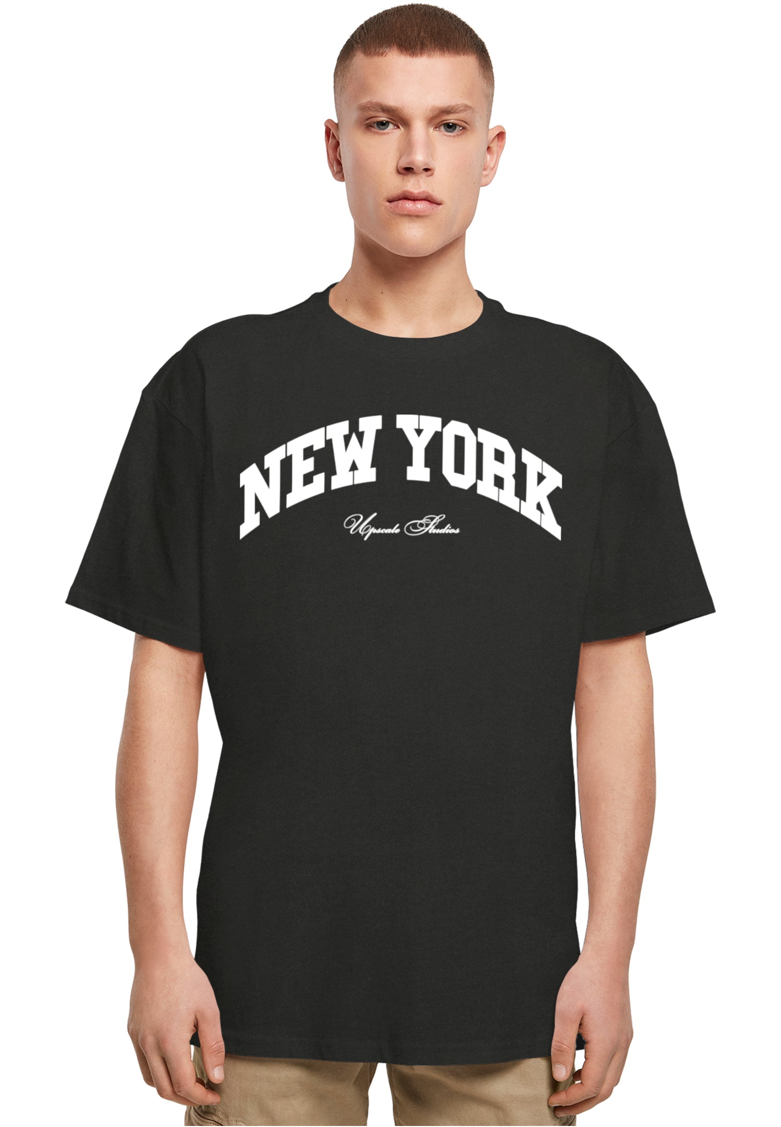 Upscale Studios New York College Oversize T-Shirt black im BAWRZ® One Stop Hip-Hop Shop