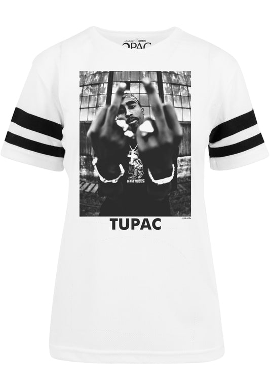 Mister Tee Ladies Tupac Shakur Stripes T-Shirt white im BAWRZ® One Stop Hip-Hop Shop